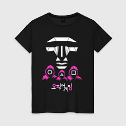 Женская футболка Игра в кальмара: Игроки в масках