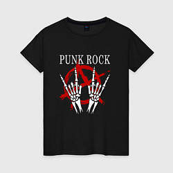 Футболка хлопковая женская Панк Рок Punk Rock, цвет: черный
