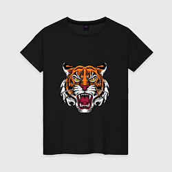 Футболка хлопковая женская Style - Tiger, цвет: черный