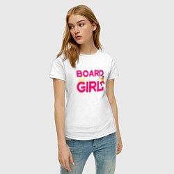 Футболка хлопковая женская BOARD LIKE A GIRL, цвет: белый — фото 2