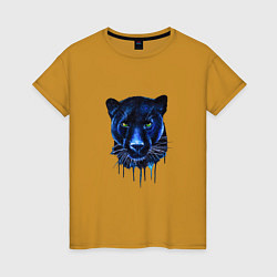 Женская футболка Голова пантеры потекшая краска