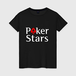 Футболка хлопковая женская PokerStars логотип, цвет: черный