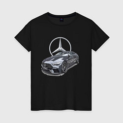 Футболка хлопковая женская Mercedes AMG motorsport, цвет: черный