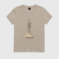 Футболка хлопковая женская Шахматная фигура Белый король, цвет: миндальный