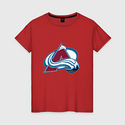 Футболка хлопковая женская Колорадо Эвеланш логотип, цвет: красный
