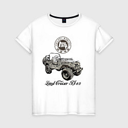 Футболка хлопковая женская Toyota Land Cruiser FJ 40 off-road vehicle, цвет: белый