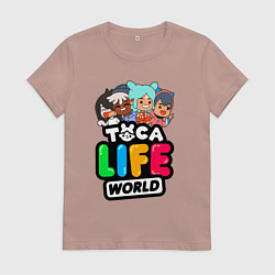 Футболка хлопковая женская TOCA LIFE WORLD ТОКА ЛАЙФ ВОРЛД ПЕРСОНАЖИ, цвет: пыльно-розовый