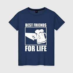 Футболка хлопковая женская Best Friends For Life-Кулак встрою, цвет: тёмно-синий