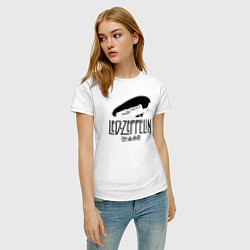 Футболка хлопковая женская Дирижабль Led Zeppelin с лого участников, цвет: белый — фото 2