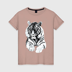 Женская футболка Тигр белый