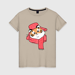 Женская футболка Тигр в шапке