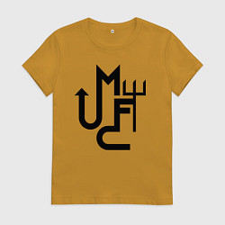 Футболка хлопковая женская Манчестер Юнайтед минимализм, цвет: горчичный
