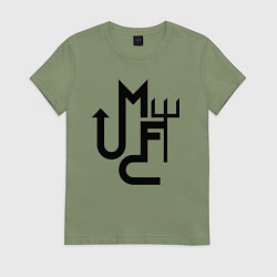 Футболка хлопковая женская Манчестер Юнайтед минимализм, цвет: авокадо