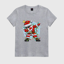 Футболка хлопковая женская DAB SANTA CLAUS В ГЕРЛЯНДЕ, цвет: меланж