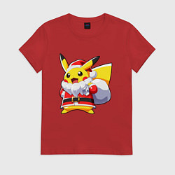 Женская футболка НОВОГОДНИЙ ПИКАЧУ САНТА КЛАУС