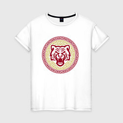 Футболка хлопковая женская Тигр - символ нового года, цвет: белый