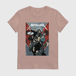 Футболка хлопковая женская Metallica - cool dudes!, цвет: пыльно-розовый