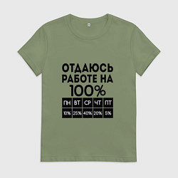 Женская футболка ОТДАЮСЬ РАБОТЕ НА 100 процентов