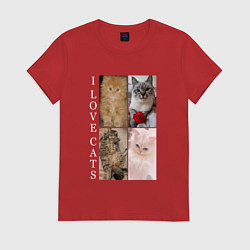 Женская футболка I LOVE CATS Я ЛЮБЛЮ КОШЕК