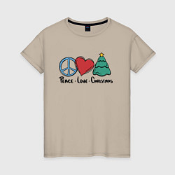 Женская футболка Peace Love and Christmas