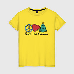 Женская футболка Peace Love and Christmas