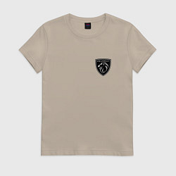 Футболка хлопковая женская ПЕЖО ЛОГОТИП, цвет: миндальный