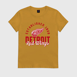 Футболка хлопковая женская Detroit Red Wings Детройт Ред Вингз, цвет: горчичный