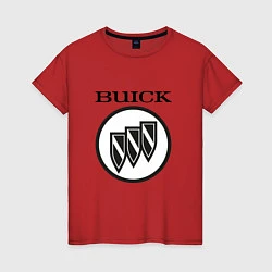 Футболка хлопковая женская Buick Black and White Logo, цвет: красный