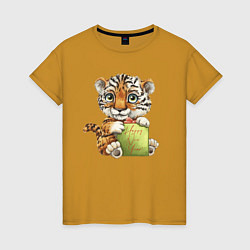 Женская футболка Новогодний милашка тигрёнок