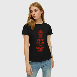 Футболка хлопковая женская Keep calm and scan me - fuck off, цвет: черный — фото 2