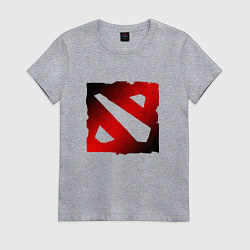 Футболка хлопковая женская ЧЁРНО КРАСНОЕ ЛОГО ДОТА 2 DOTA 2 LOGO, цвет: меланж