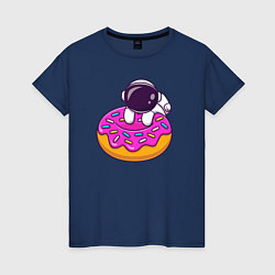 Футболка хлопковая женская Космический пончик, цвет: тёмно-синий