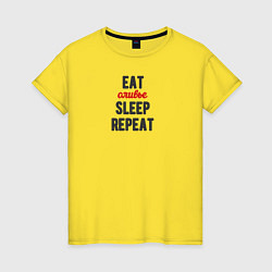 Женская футболка Eat оливье Sleep Repeat