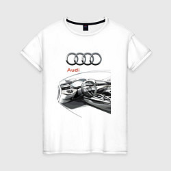 Футболка хлопковая женская Audi salon concept, цвет: белый