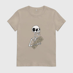 Футболка хлопковая женская Вечный программист, цвет: миндальный