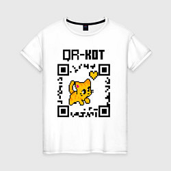 Женская футболка QR КОД КОТЕНОК С СЕРДЦЕМ