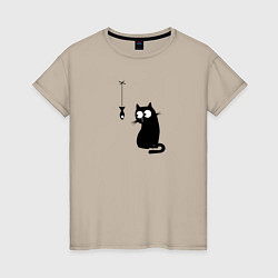 Женская футболка Котик и рыбка