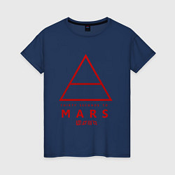 Футболка хлопковая женская 30 Seconds to Mars рок, цвет: тёмно-синий
