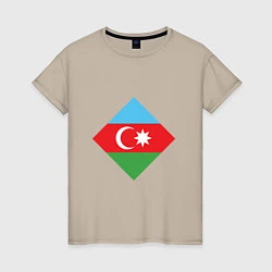 Футболка хлопковая женская Flag Azerbaijan, цвет: миндальный