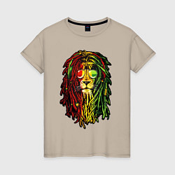 Футболка хлопковая женская Jam lioN, цвет: миндальный