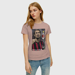 Футболка хлопковая женская Paolo Cesare Maldini - Milan, captain, цвет: пыльно-розовый — фото 2