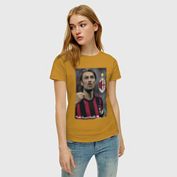 Футболка хлопковая женская Paolo Cesare Maldini - Milan, captain, цвет: горчичный — фото 2