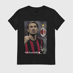 Футболка хлопковая женская Paolo Cesare Maldini - Milan, captain, цвет: черный