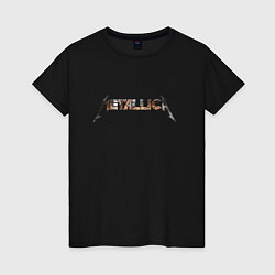 Футболка хлопковая женская Metallica emblem, цвет: черный