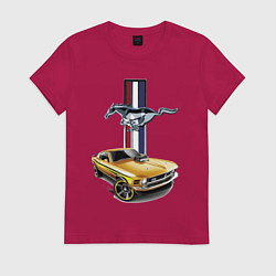 Футболка хлопковая женская Mustang motorsport, цвет: маджента