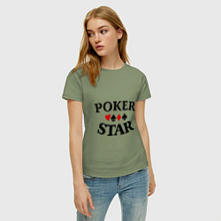 Футболка хлопковая женская Poker Star, цвет: авокадо — фото 2