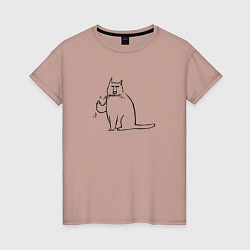 Женская футболка Кот с пальцем в верх