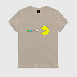 Футболка хлопковая женская Pac - man Для пары, цвет: миндальный