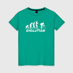 Футболка хлопковая женская Эволюция велосипедиста, цвет: зеленый