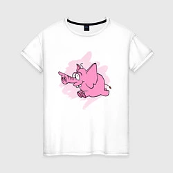 Женская футболка Розовый слон, бегущий по своим делам